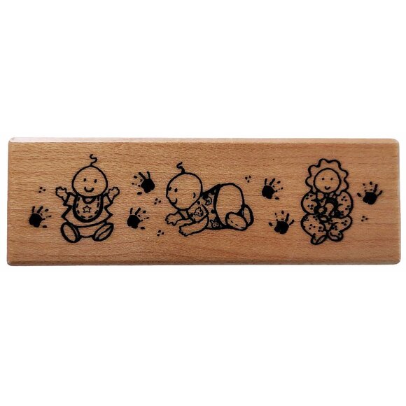 Baby Themed Rubber Stamp With Handprints By PSX - Picture 1 of 5